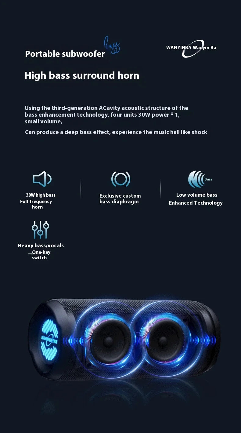 M6 30W High Quality Portable  Subwoofer Hopestar Speaker  360° Surround Sound IP67 Waterproof Dustproof RGB LED 4000mah