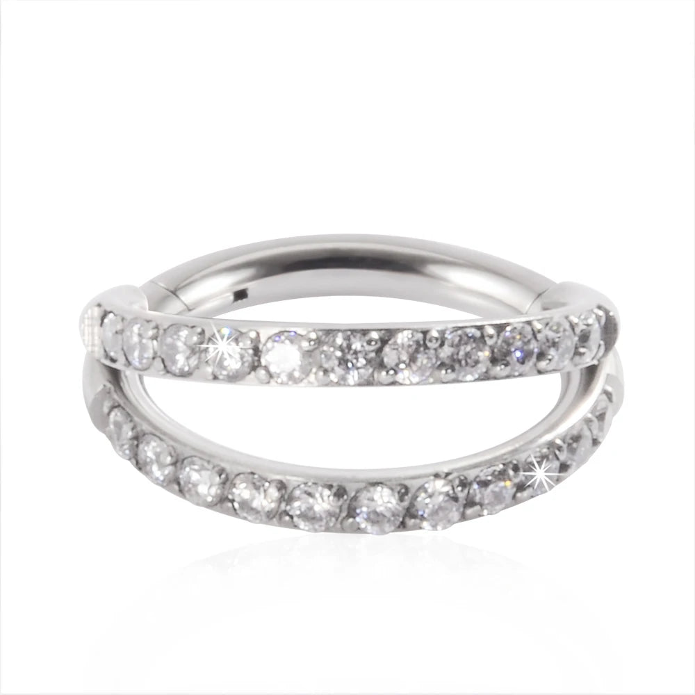 1piece Surgical Steel Micro Zircon Nose Hinged Ring Forward Septum Clicker Ear Cartilage Tragus Body Jewelry 16G