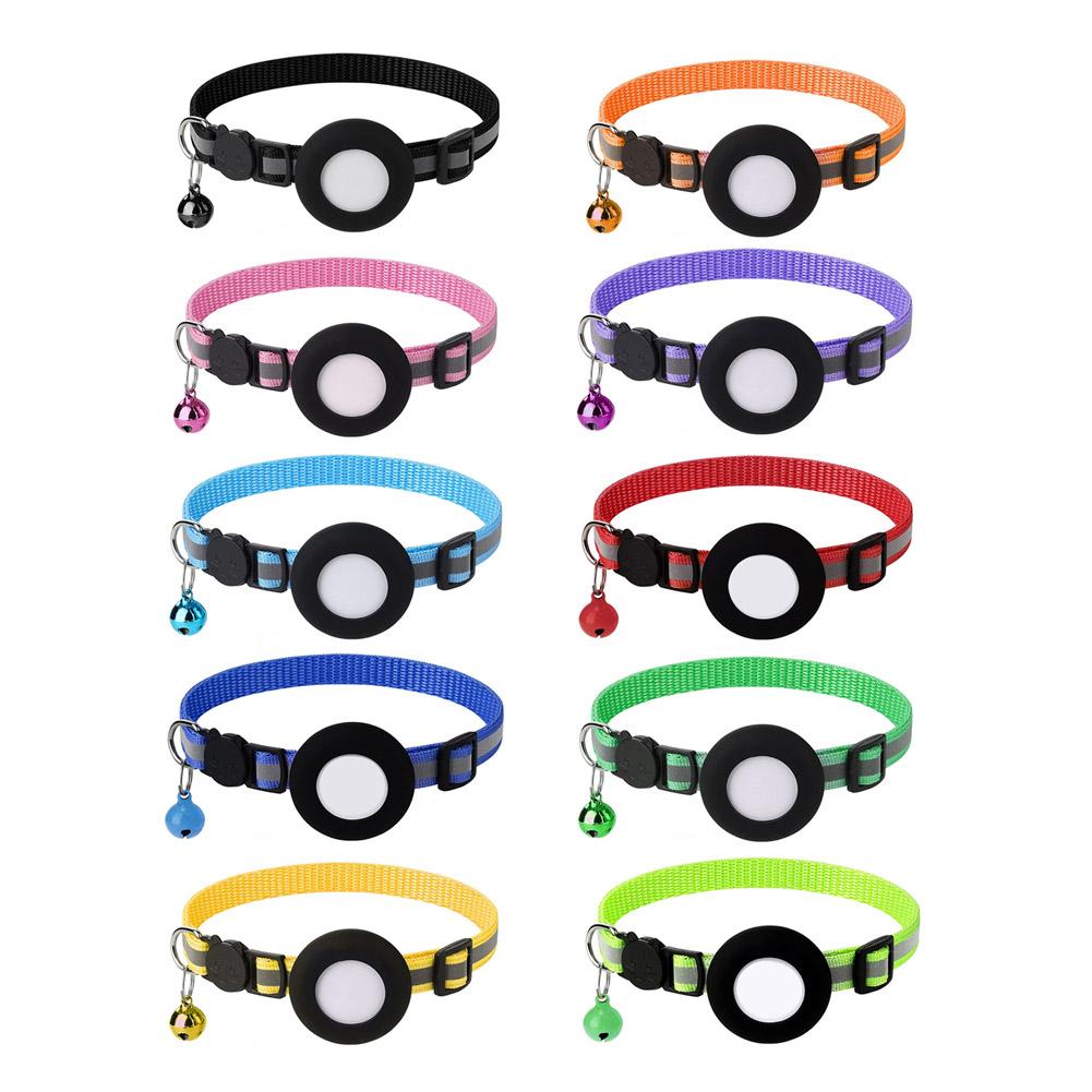 Anti-Lost Cat Collar For Airtag GPS Tracker Protective Case With Bell Reflective Cats Necklace Kitten Accesories Pet Products