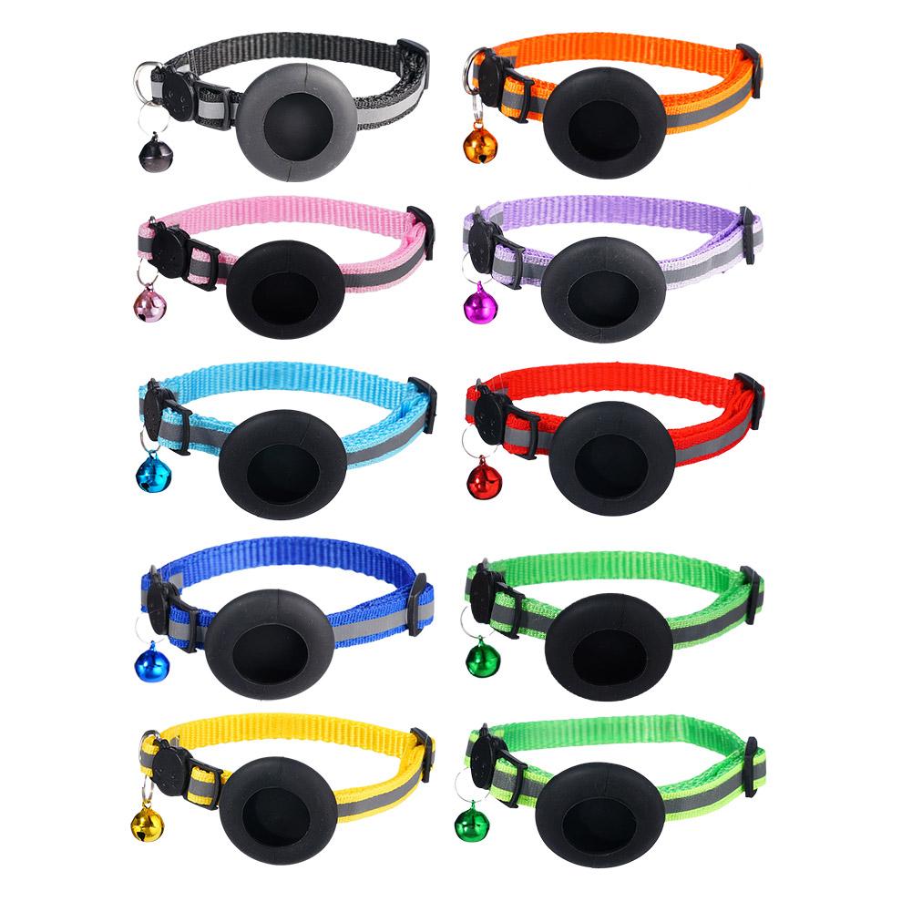 Anti-Lost Cat Collar For Airtag GPS Tracker Protective Case With Bell Reflective Cats Necklace Kitten Accesories Pet Products