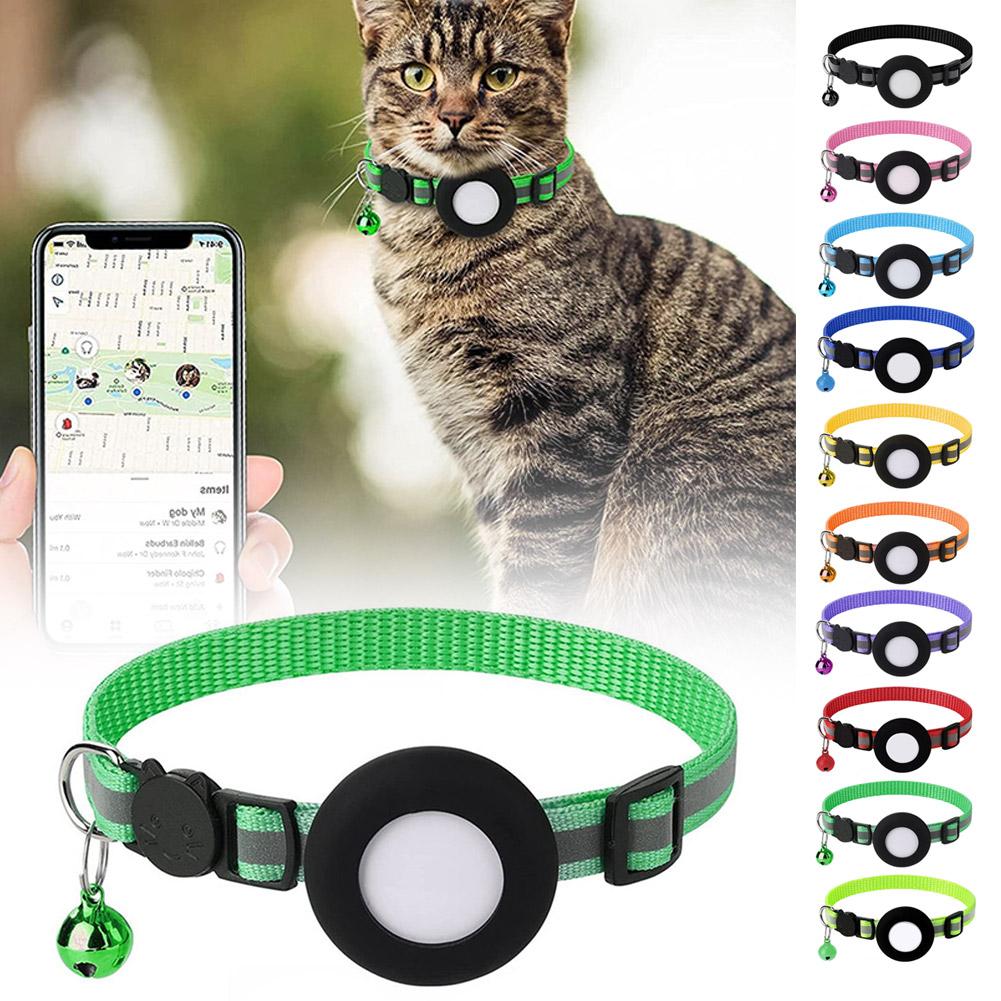 Anti-Lost Cat Collar For Airtag GPS Tracker Protective Case With Bell Reflective Cats Necklace Kitten Accesories Pet Products