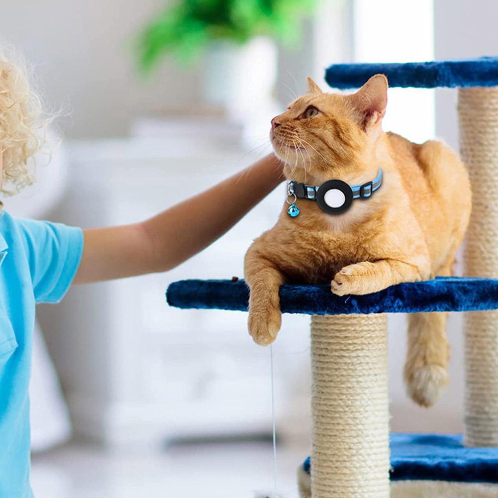 Anti-Lost Cat Collar For Airtag GPS Tracker Protective Case With Bell Reflective Cats Necklace Kitten Accesories Pet Products
