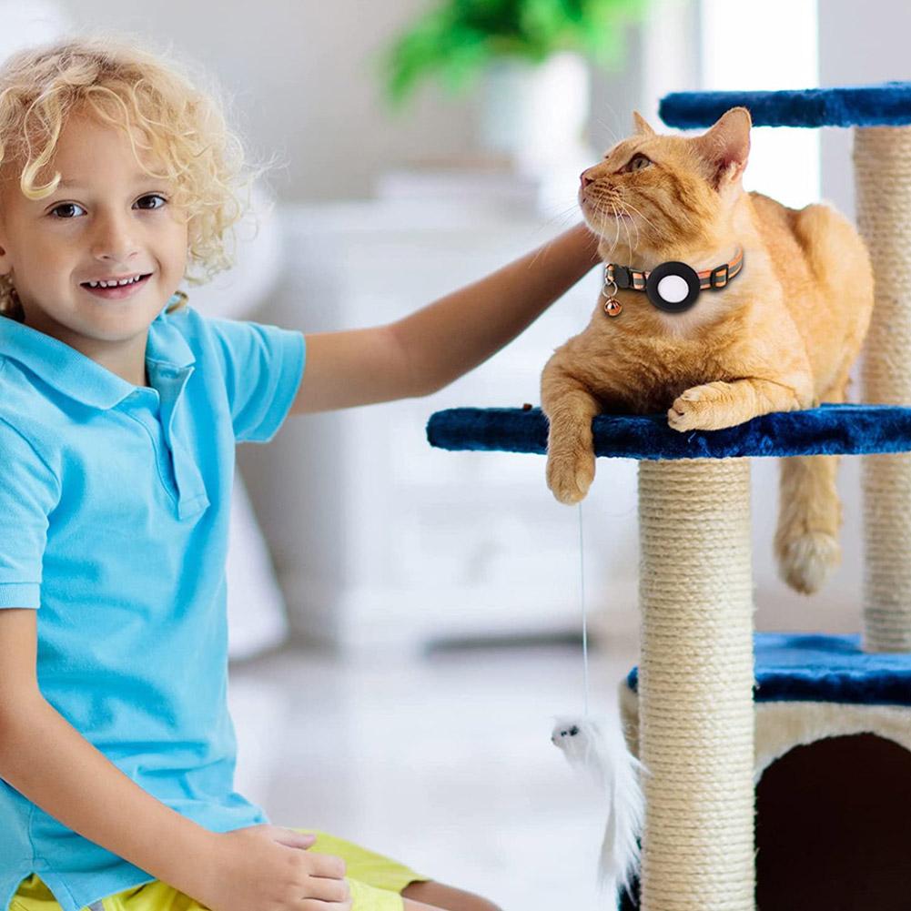 Anti-Lost Cat Collar For Airtag GPS Tracker Protective Case With Bell Reflective Cats Necklace Kitten Accesories Pet Products