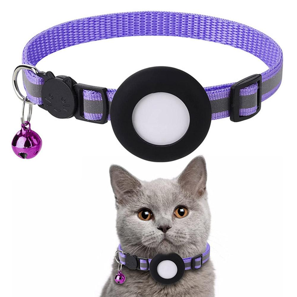 Anti-Lost Cat Collar For Airtag GPS Tracker Protective Case With Bell Reflective Cats Necklace Kitten Accesories Pet Products