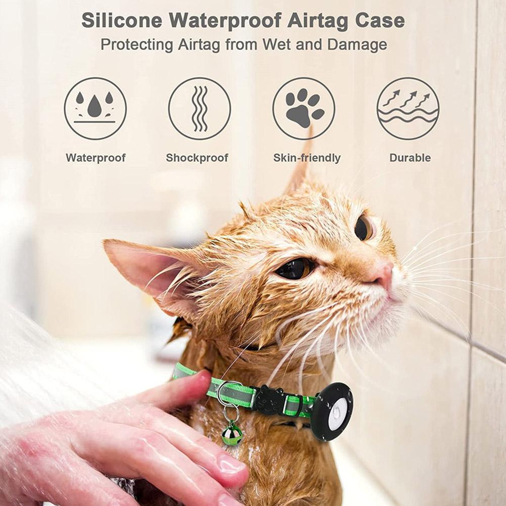 Anti-Lost Cat Collar For Airtag GPS Tracker Protective Case With Bell Reflective Cats Necklace Kitten Accesories Pet Products