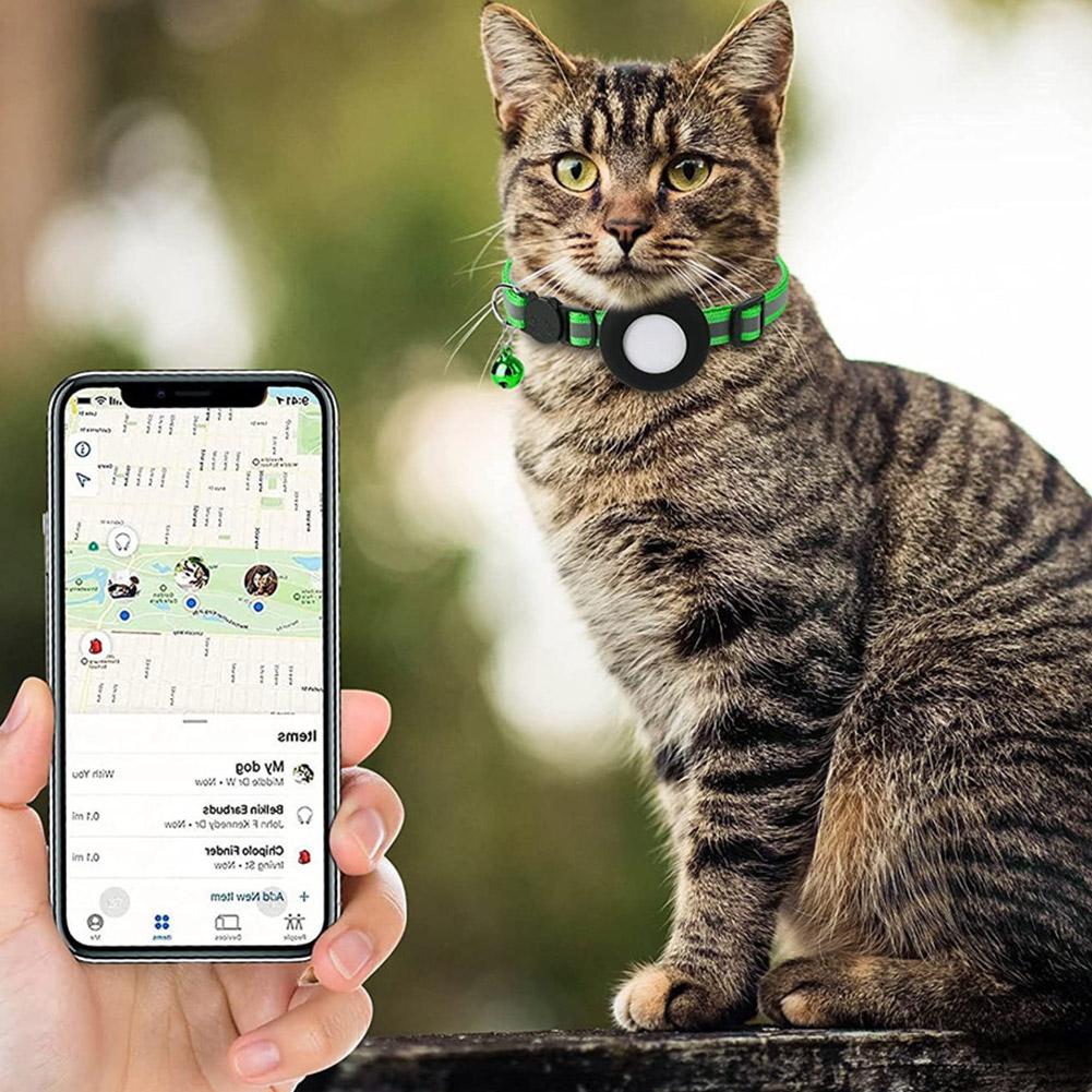 Anti-Lost Cat Collar For Airtag GPS Tracker Protective Case With Bell Reflective Cats Necklace Kitten Accesories Pet Products