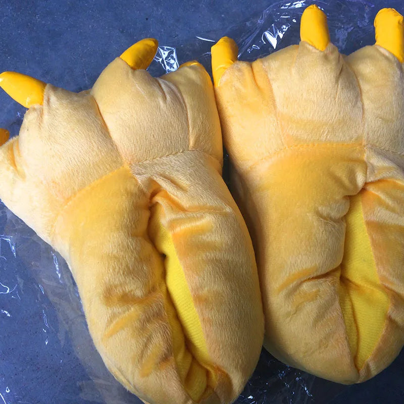 2025 Winter Warm Soft Indoor Floor Slippers Women Men Children Shoes Paw Funny Animal Christmas Monster Dinosaur Claw Plush Home