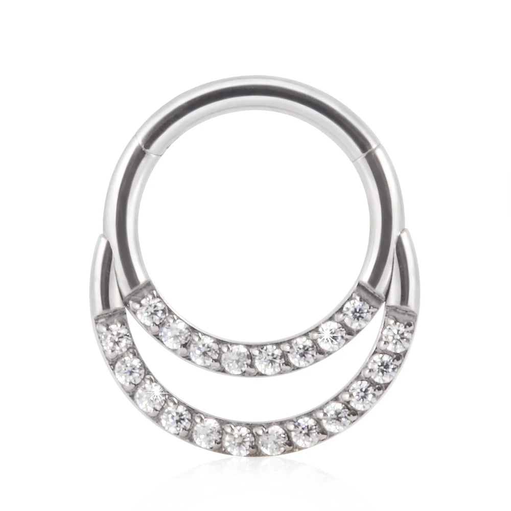 1piece Surgical Steel Micro Zircon Nose Hinged Ring Forward Septum Clicker Ear Cartilage Tragus Body Jewelry 16G