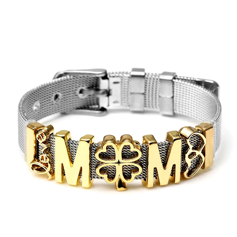 Silver Color Stainless Steel Mesh Watch Belt Bracelets For Women Men Couple Rose Gold Plated Lover Heart Charm Bracelet Bangle