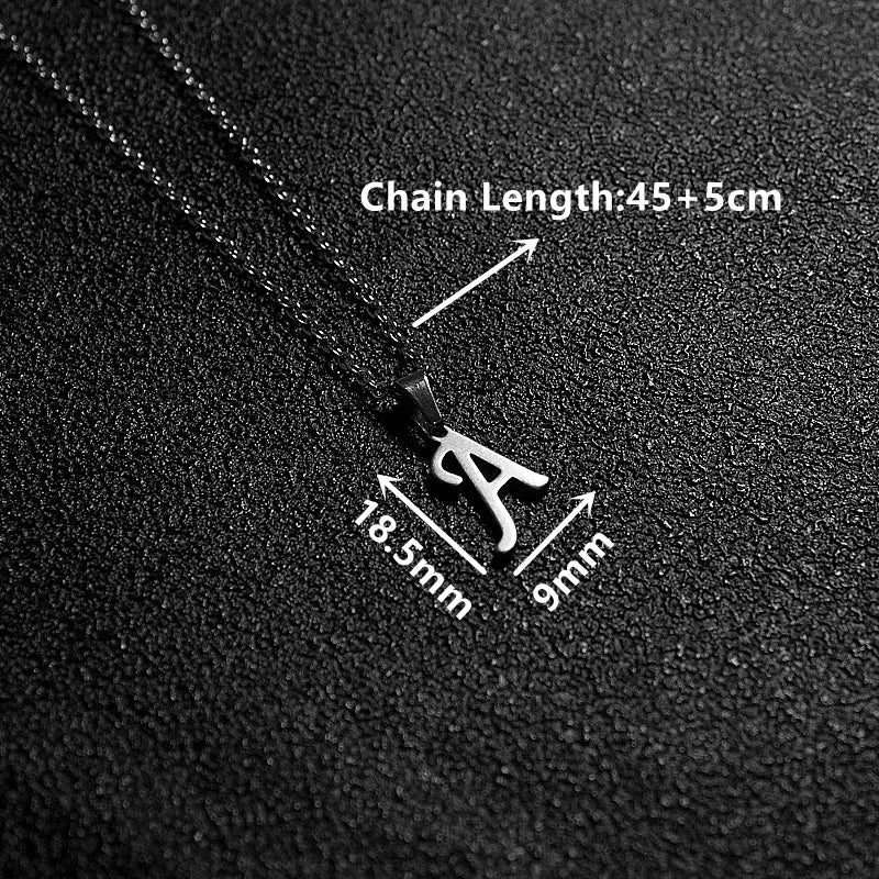 Silver Color Initial A-Z Letters Pendant Necklace for Women Men Trendy Stainless Steel Link Chain Necklaces Jewelry Gift