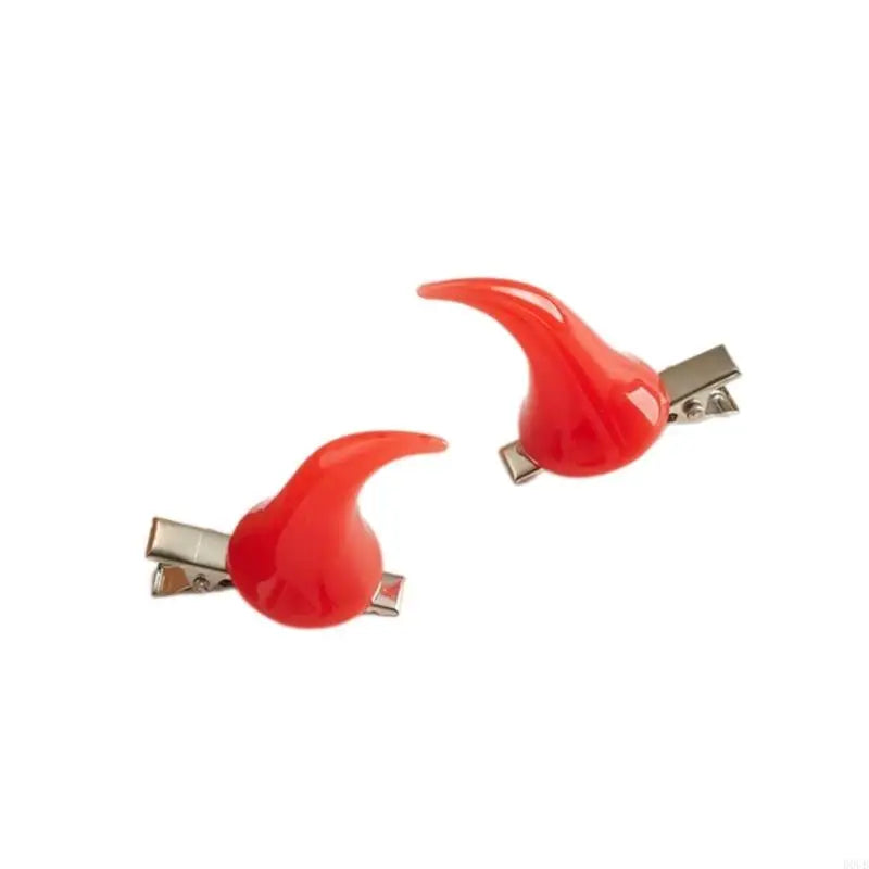 1pair Horn Hairpins Hot Girl Goth Duckbills Hair Clip Halloween Goth Ponytail Braids Hair Clip for Woman