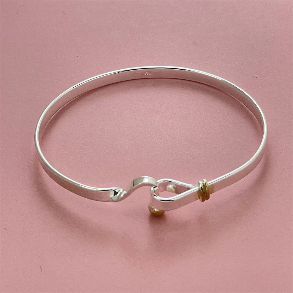 Fashion Silver Color Simple Bangle Men and Women Fashion Jewelry Birthday Party Gift Jewelry