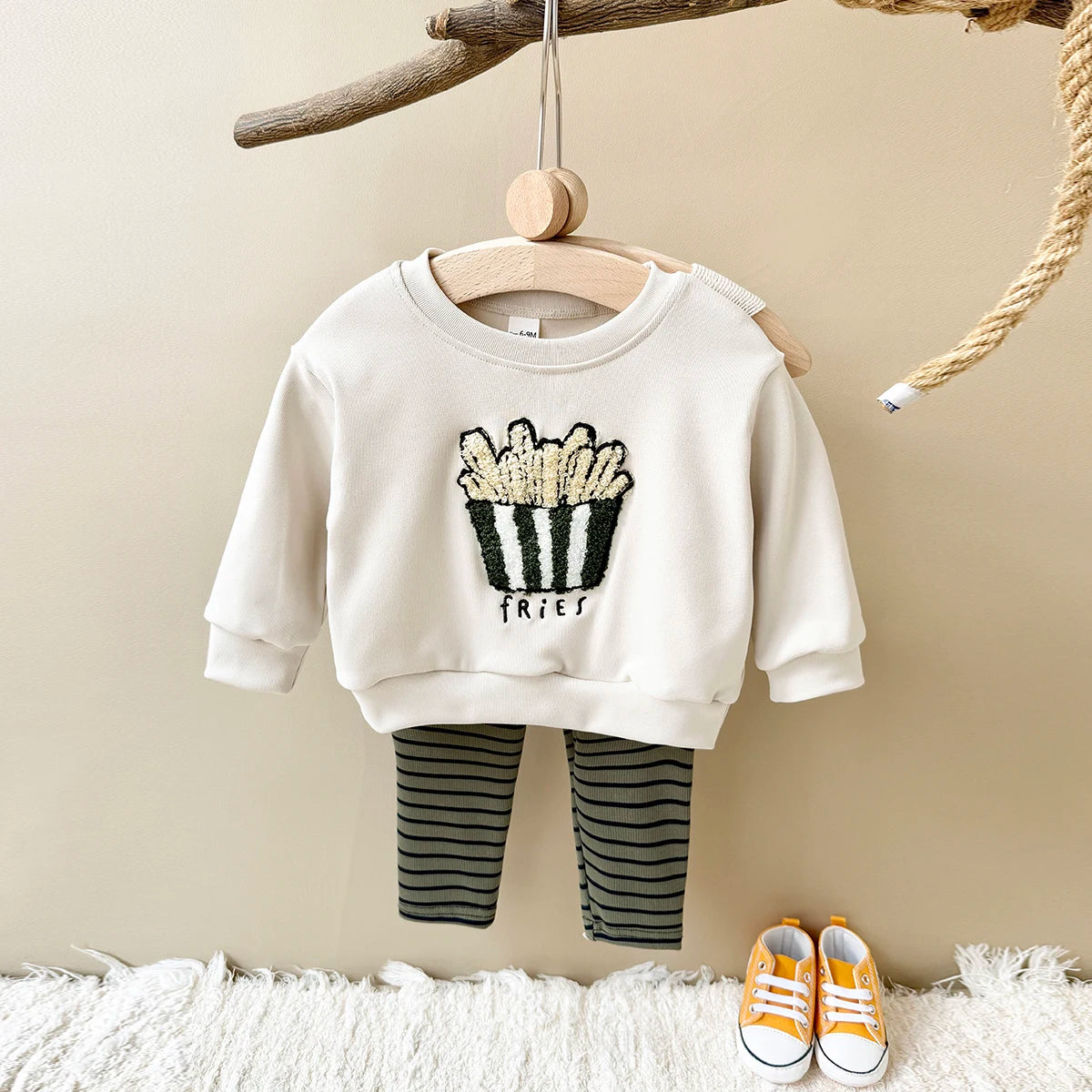 Infant Baby Boys Girls Sets Kids 2Pcs Cartoon Embroidery Long Sleeve Top+Pants Cotton SportsSuit Spring Autumn Toddler Outfit