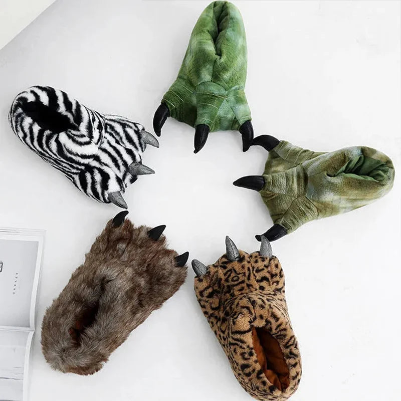 Top Qulaity Man slippers Plus Size 36-45 Creative Zebra pattern Paw Shoes Unisex Warm winter woman slipper