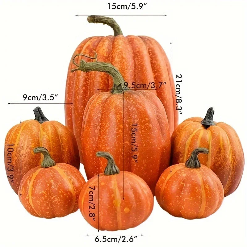 7PCS Fake Pumpkin Decoration for Halloween DisplayPhotography and Early Education Prop for Cabinet or Home Decor Home Decor