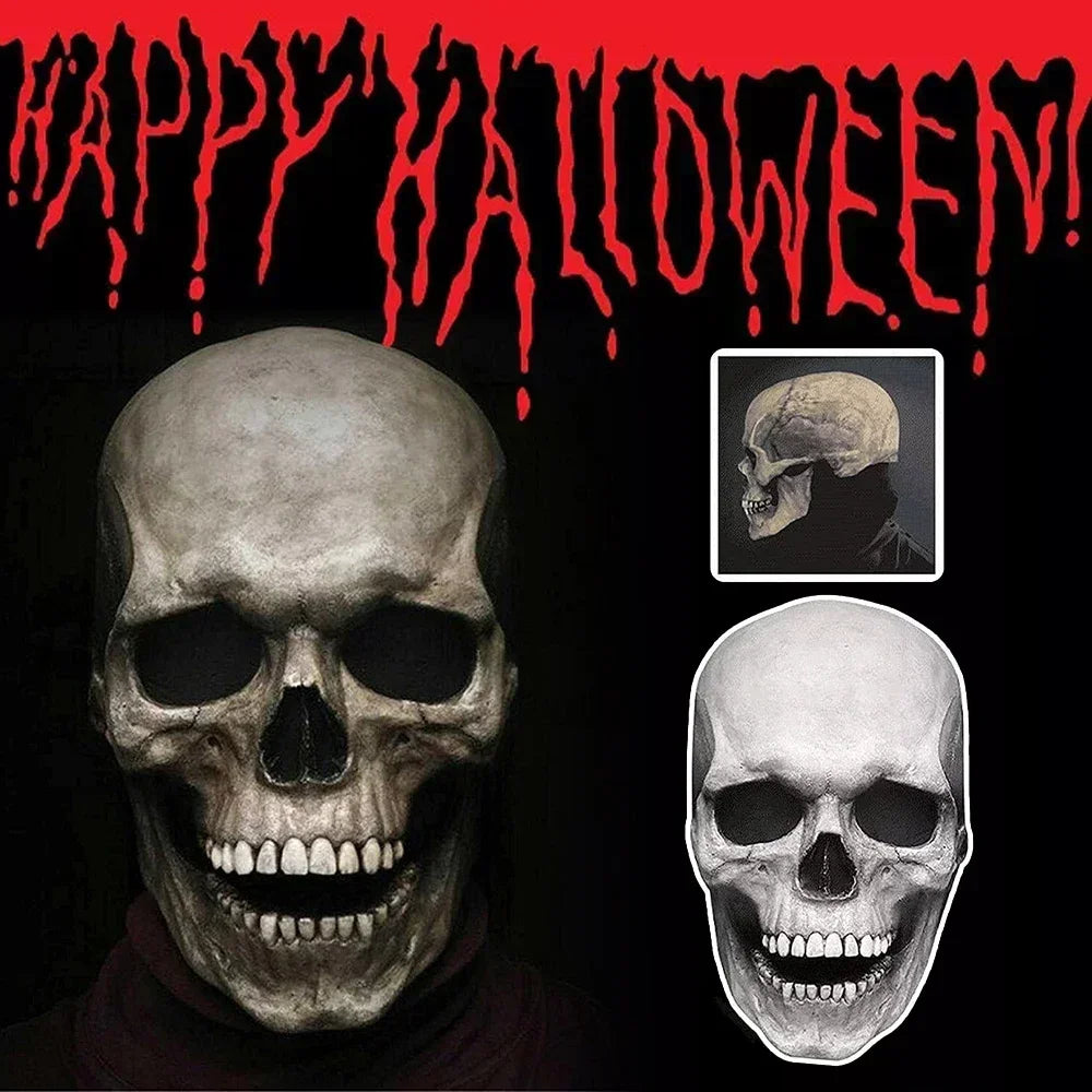 Halloween Latex Skull Mask, Horror Decoration, Full Head Skull Helmet, Movable Jaw, Party Costume Props, Gifts，carnival Dress Up