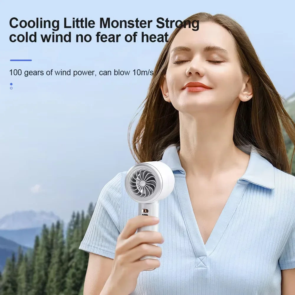 High Speed Portable Turbo Fan Cooler Fan 100-Speed Adjustment High-Speed Fan Handheld Fan Mini Fan 100-Level Adjustment Portable