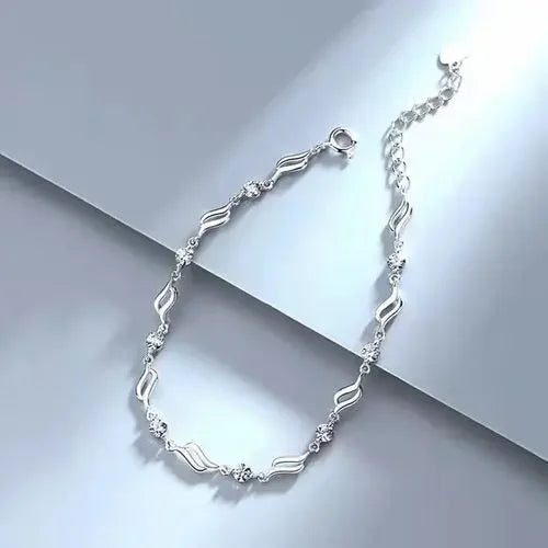 925 Sterling Silver Hollow Heart Zircon Bracelets For Women Korean Sweet Sparkling Adjustable Chain Bracelet Fashion Jewelry