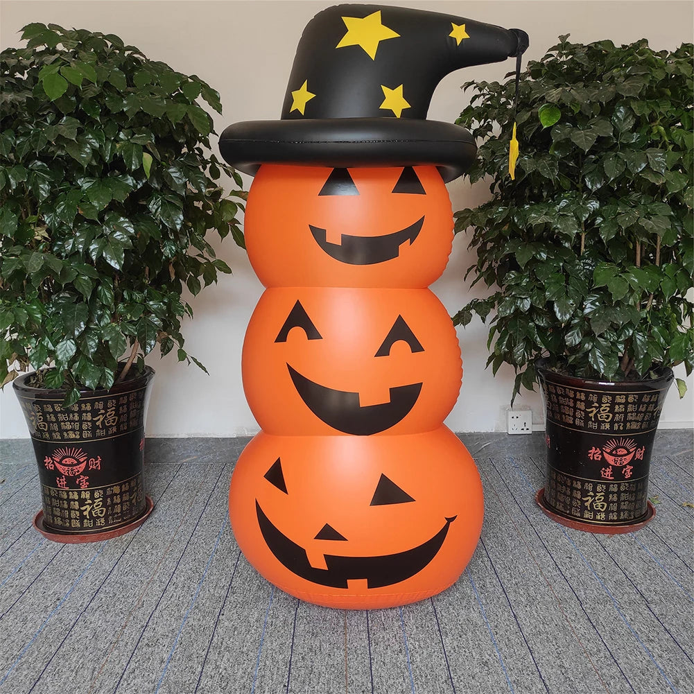 Halloween Standing Inflatable Pumpkin Windproof Inflatable Pumpkin Ghost Horror Festival Theme Indoor Outdoor Garden Decorations