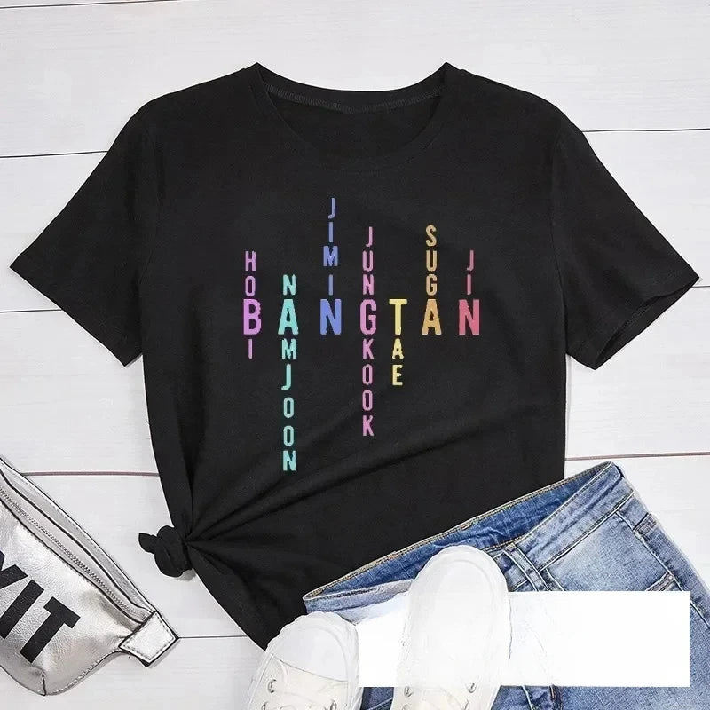 Bangtan Lid Naam T-Shirt Jimin Jungkook Tae Suga Namjoon Hobi Jhope Jhope Jin Bangtan Korea Print T-Shirt Dames T-Shirt Top Tees