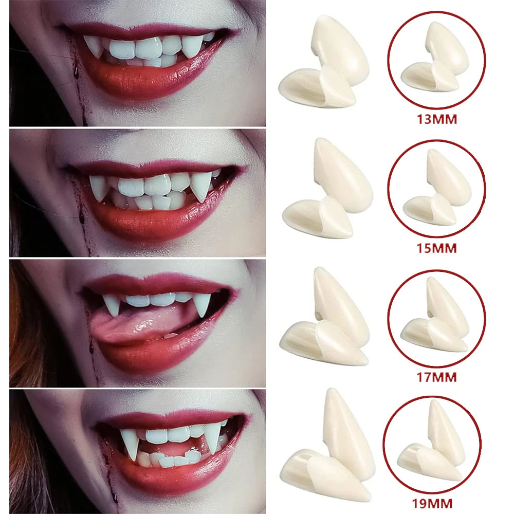 Vampire Teeth Fangs Cosplay Denture With Adhesive for Halloween Costume Prop False Teeth Horror Halloween Party Decoration Favor