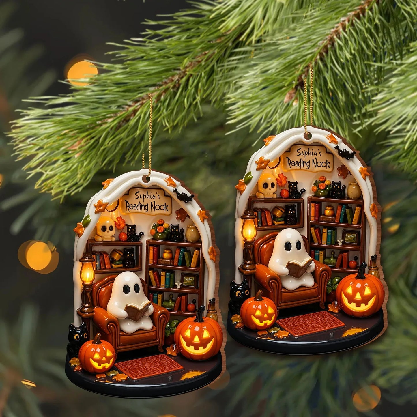 Halloween Ghost Reading 2D Flat Ornaments Festival Atmosphere Theme Party Decorative Supplies Creative Home Decorative Gift