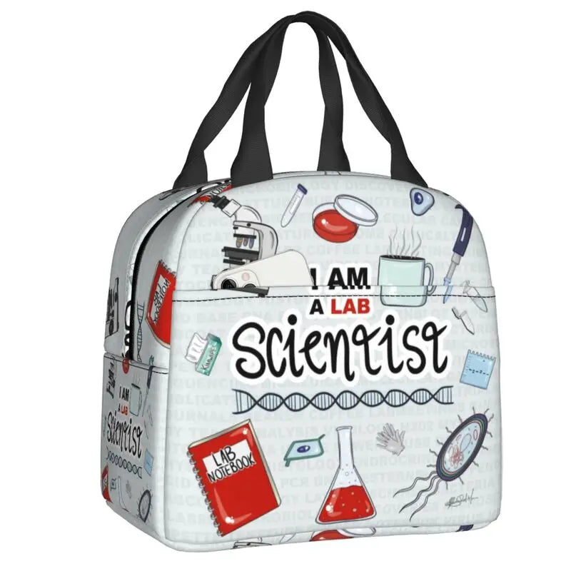 Custom I Am A Scientist Lunch Bag Science Physics Chemistry Biology Cooler Thermal Insulated Lunch Boxes for School Children