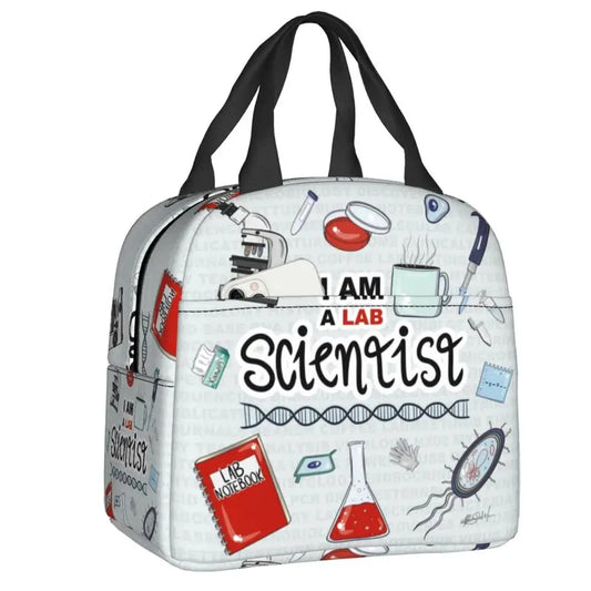 Custom I Am A Scientist Lunch Bag Science Physics Chemistry Biology Cooler Thermal Insulated Lunch Boxes for School Children