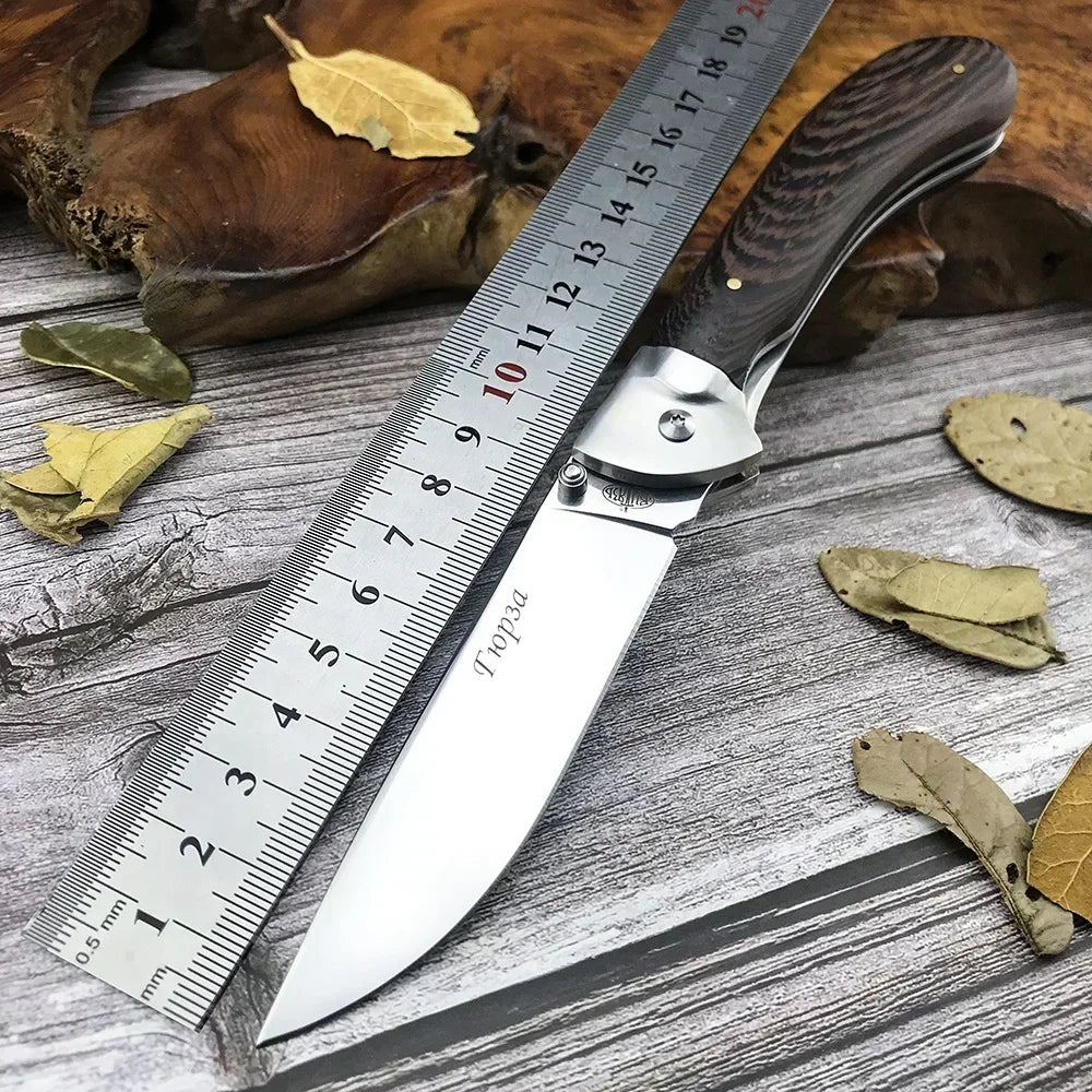 New Russian Style Manual Pocket Knife Flipper Blade Outdoor Hunting Tools Sharp Blade Wood Handle Folding Knife Survival Gear