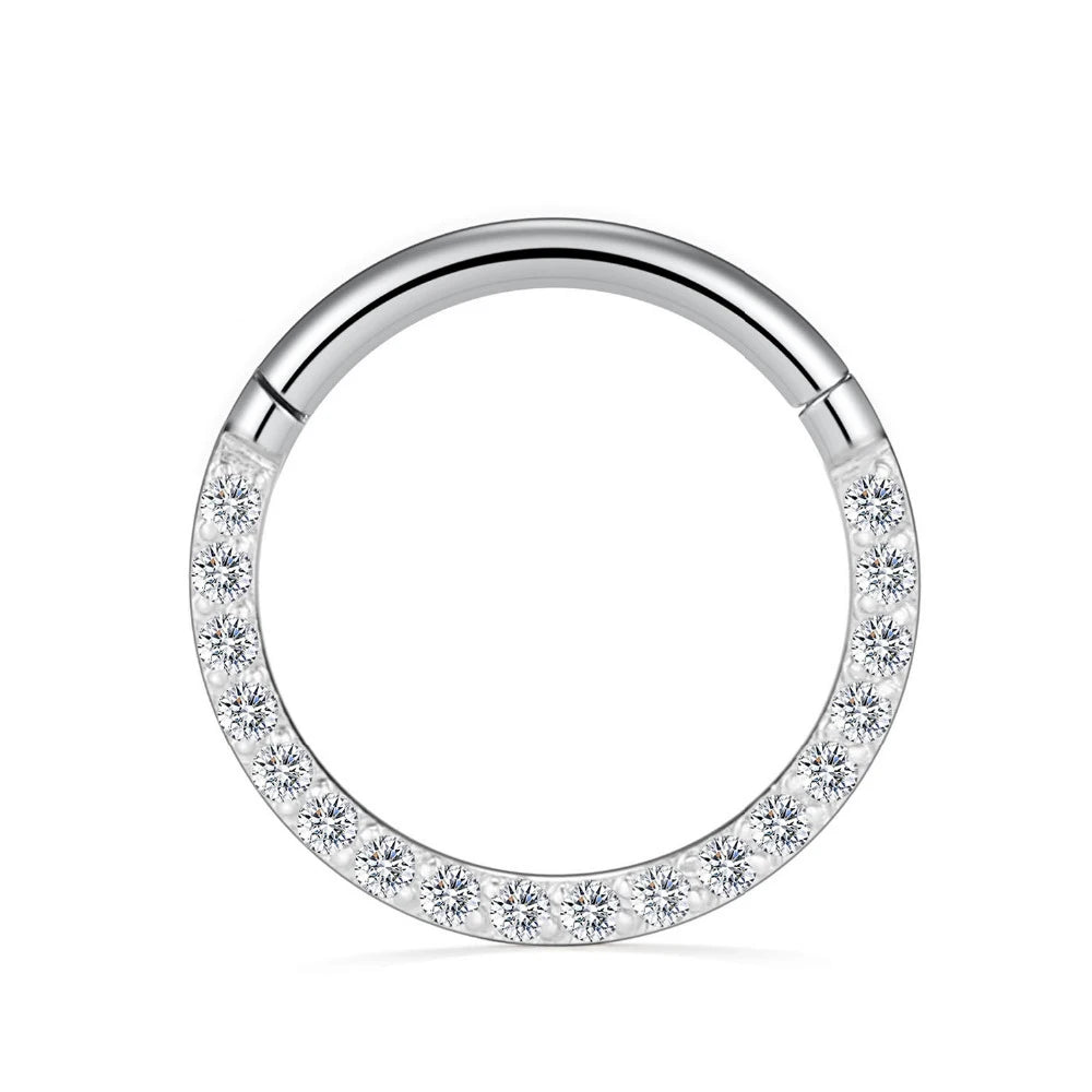 1piece Surgical Steel Micro Zircon Nose Hinged Ring Forward Septum Clicker Ear Cartilage Tragus Body Jewelry 16G