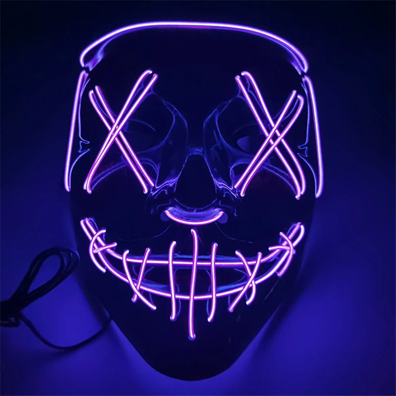 1pc Wireless Halloween Neon LED Purge Mask Masque Masquerade Party Masks Light Grow in the Dark Glowing Masker