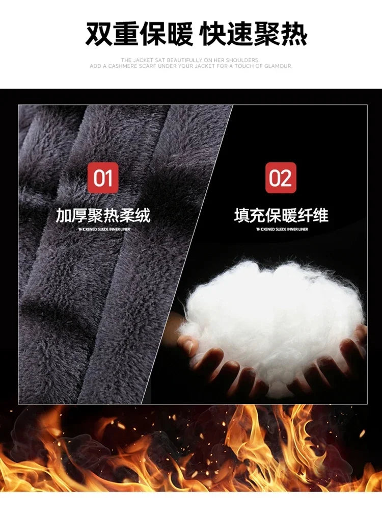 Mens Winter Jacket Windproof Men Thick Warm Gift For Father Husband Parka Windproof Parkas New Fashion Fleece Hooded Winter Coat