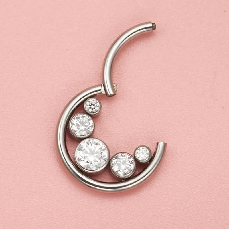 ASTM F136 Titanium Sapphire Septum Clicker Piercing 16G Tragus Helix Daith Earring Nose Ring Stud Body Piercing Jewelry