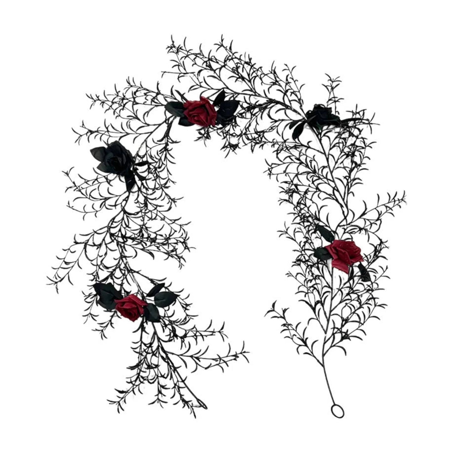 Halloween Dead Branch Garland Artificial Rose Black Decorative Flower Vine Door Hanging Festive Atmosphere Arrangement New