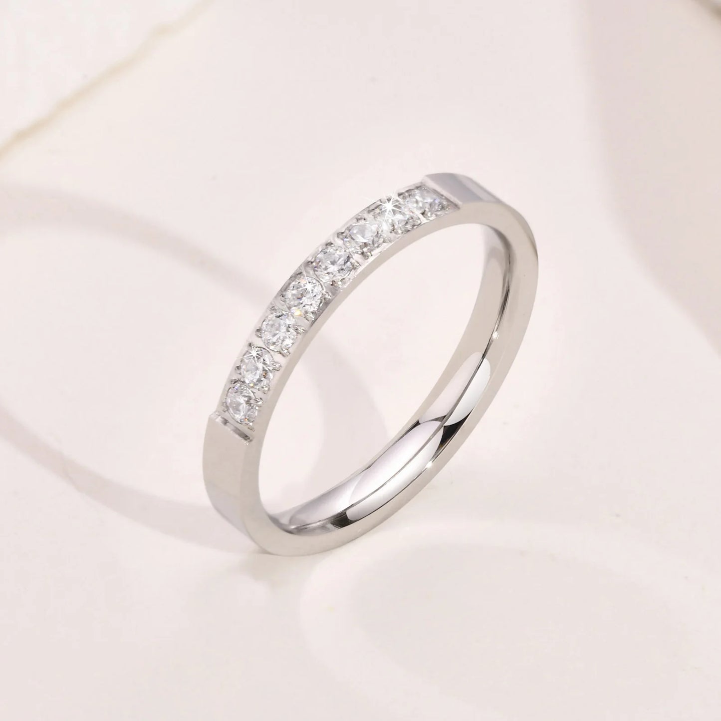Silver Color Wedding Ring for Men Women,Never Fade Stainless Steel Engagement Ring,Stylish Couple Ring Gift