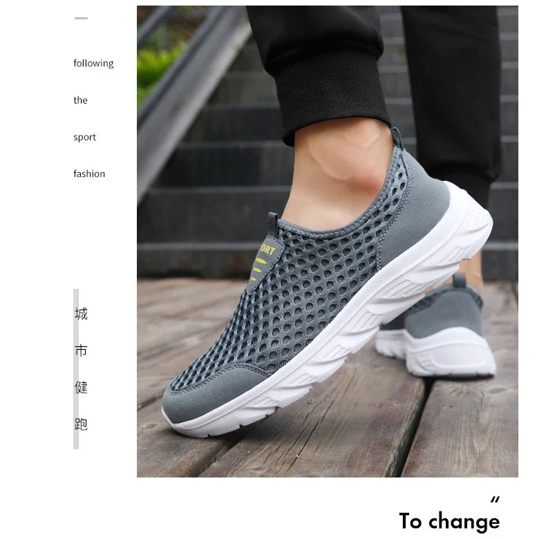 YRZL Lightweight Men Casual Shoes Breathable Slip on Male Casual Sneakers Anti-slip Men's Flats Outdoor Walking Shoes Size 39-46