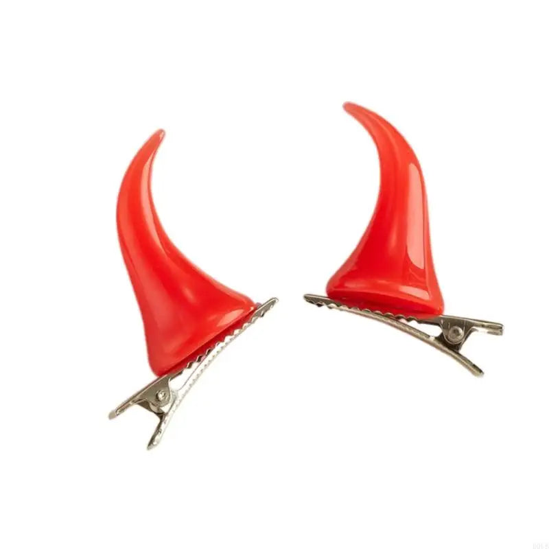 1pair Horn Hairpins Hot Girl Goth Duckbills Hair Clip Halloween Goth Ponytail Braids Hair Clip for Woman