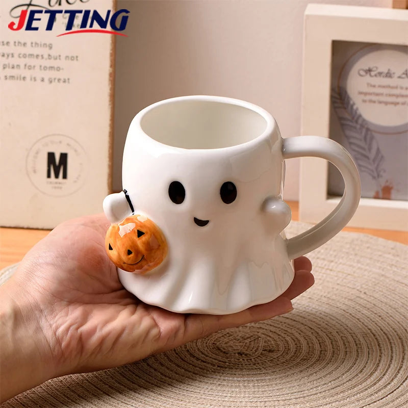 Halloween Wizard Magic Jar Ceramic Mug Decorative Ornament Pumpkin Ghost Afternoon Tea Breakfast Milk Cup Halloween Gift