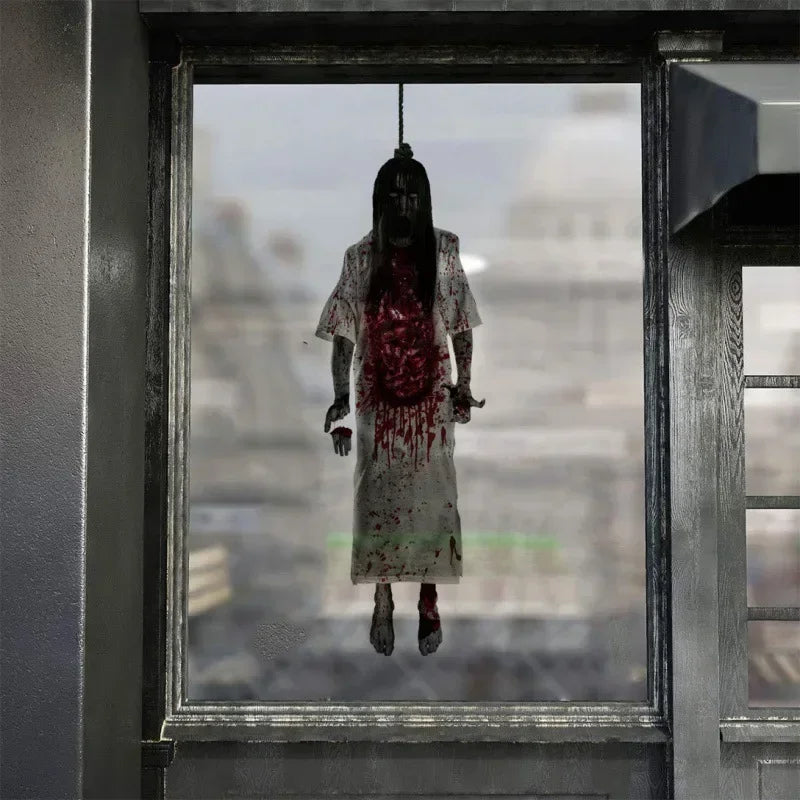 Halloween Ghost Paper Skeleton Window Stickers Can Move Scary Ghost Window Stickers for Windows Glass Walls Party Decorations