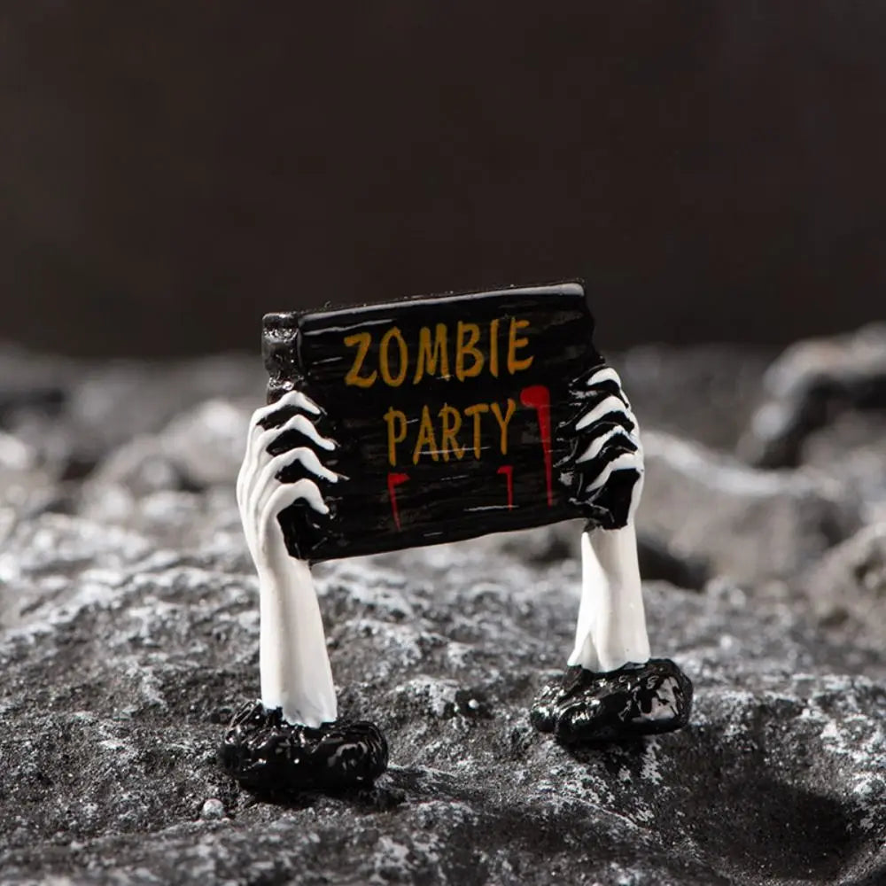 Cartoon Halloween Pumpkin Skeleton Figurines 3D DIY Mummy Skull Statue Cute Mini Miniatures Ghost Ornaments Car Ornament