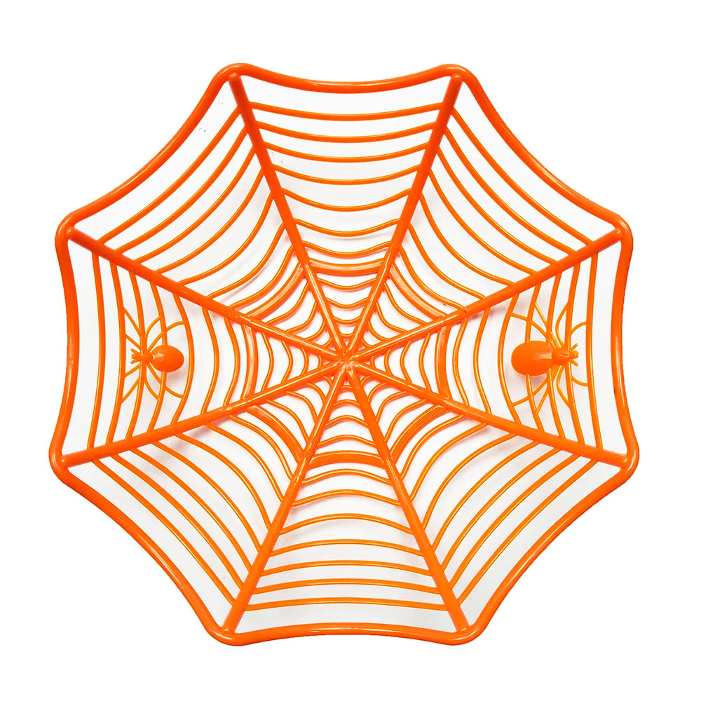 Halloween Candy Basket Plastic Spider Web Fruit Plate Black Biscuit Snack Basket Trick or Treat Halloween Decoration 2024