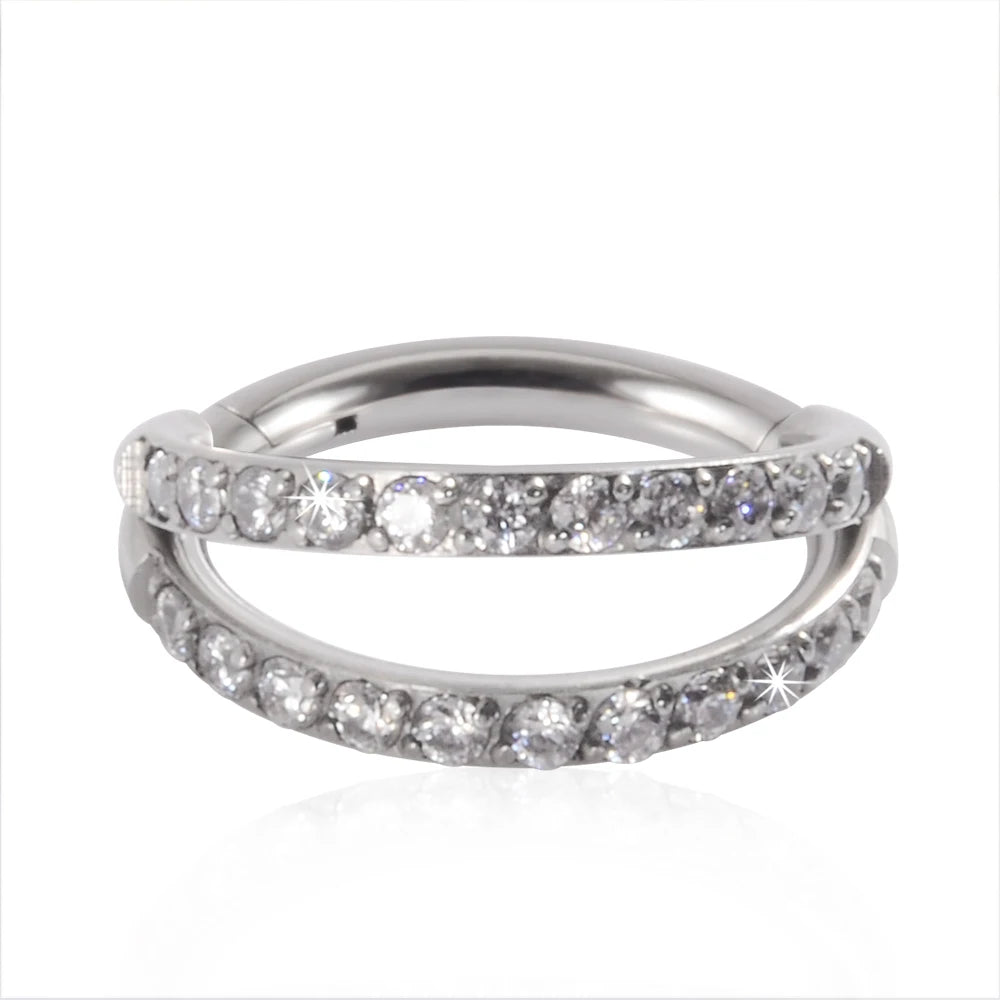 1piece Surgical Steel Micro Zircon Nose Hinged Ring Forward Septum Clicker Ear Cartilage Tragus Body Jewelry 16G