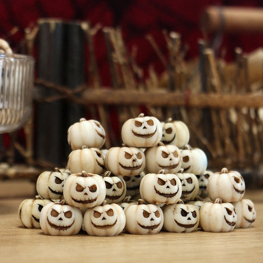 20 creative Halloween white pumpkins, outdoor garden bonsai decoration filled with pumpkin ornaments, home micro landscape decor