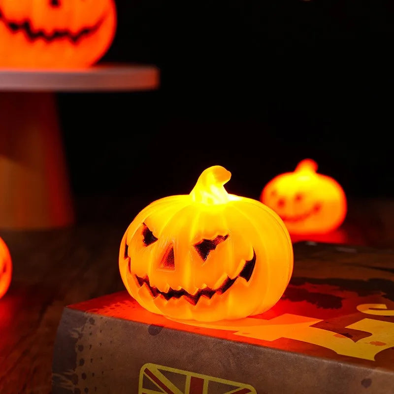 LED Halloween Candle Light Flickering Flameless Decoration Spooky Party Atmosphere Indoor Outdoor Lighting Pumpkin Lantern Prop