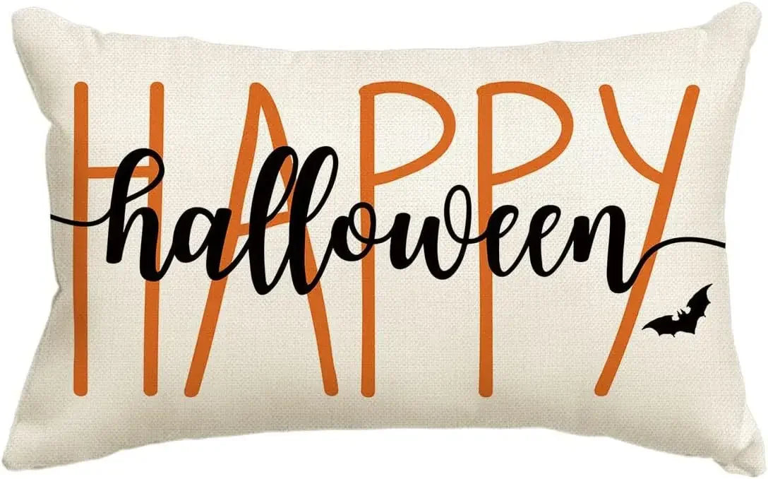 30x50cm Halloween Cushion Cover, Linen Bats Ghoast Skull Pumpkin Rectangle Pillow Covers ,Cushion Cases for Home Sofa Chair
