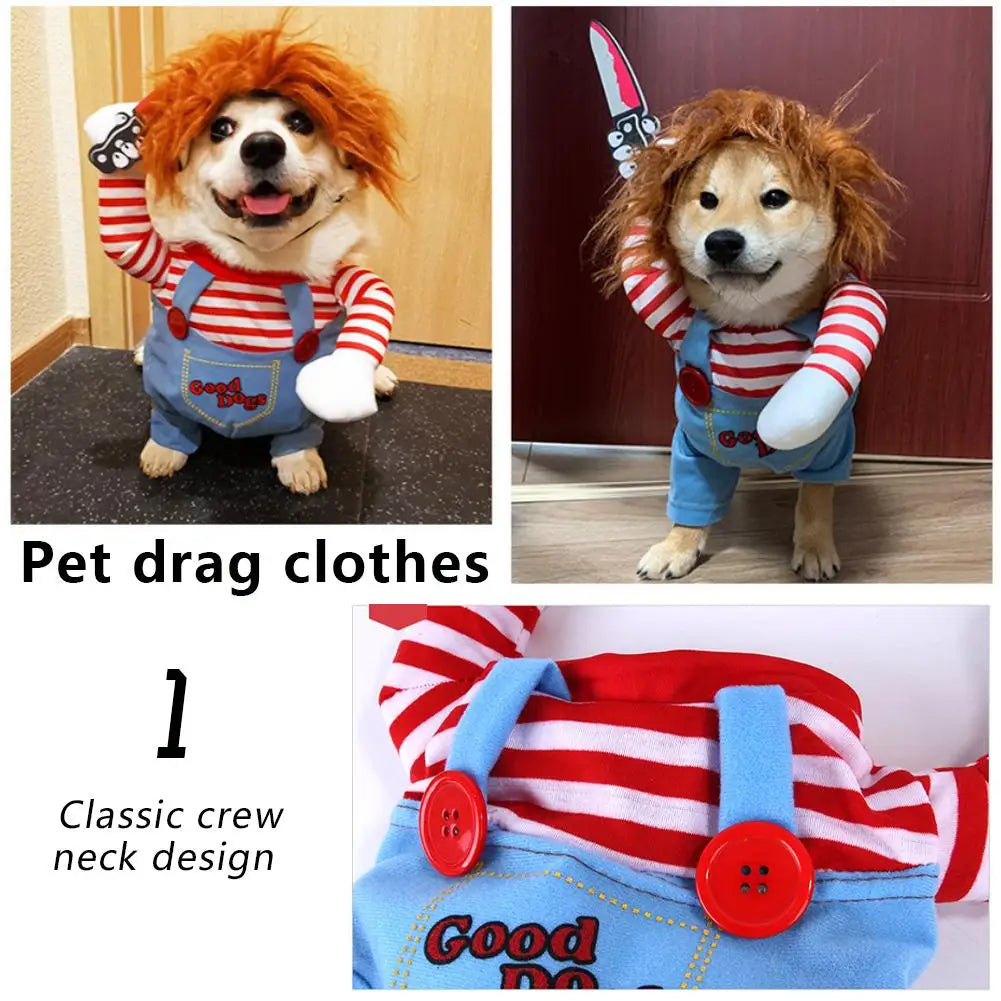 Halloween Dog Costumes Funny Pet Clothes Adjustable Dog Cosplay Costume Sets Novelty Clothing For Medium Large Dogs Bulldog Pug