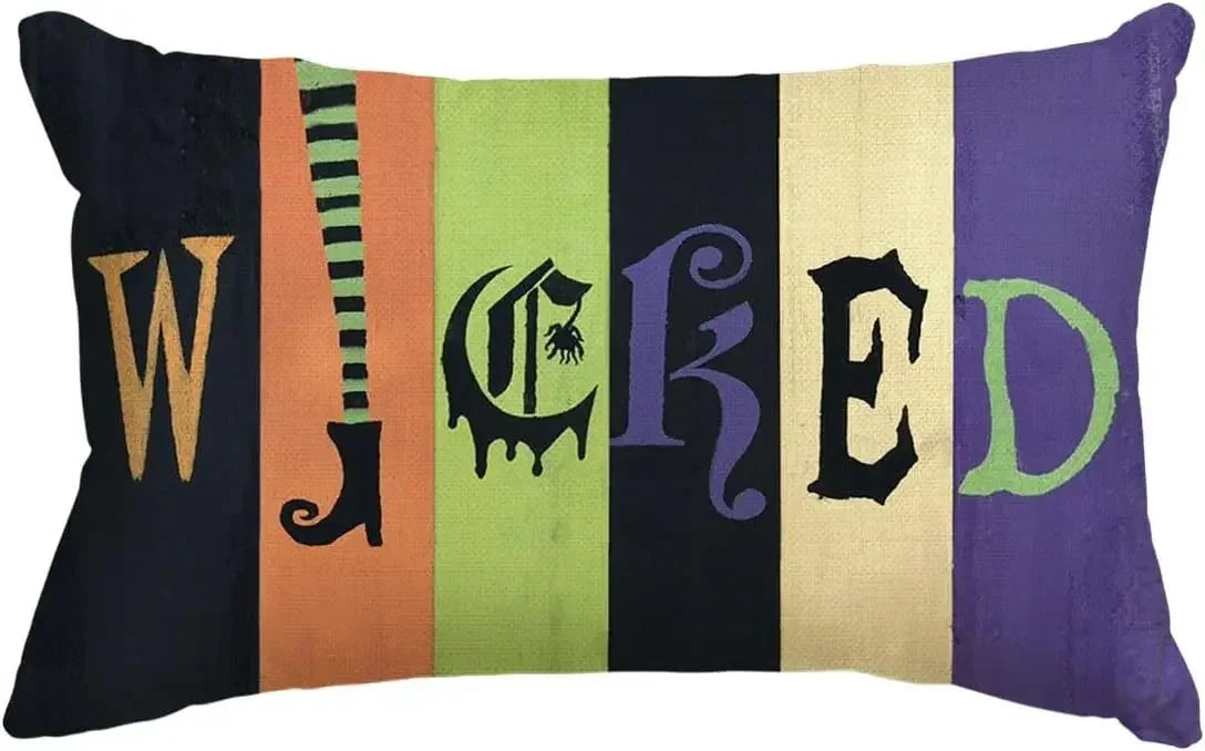 30x50cm Halloween Cushion Cover, Linen Bats Ghoast Skull Pumpkin Rectangle Pillow Covers ,Cushion Cases for Home Sofa Chair