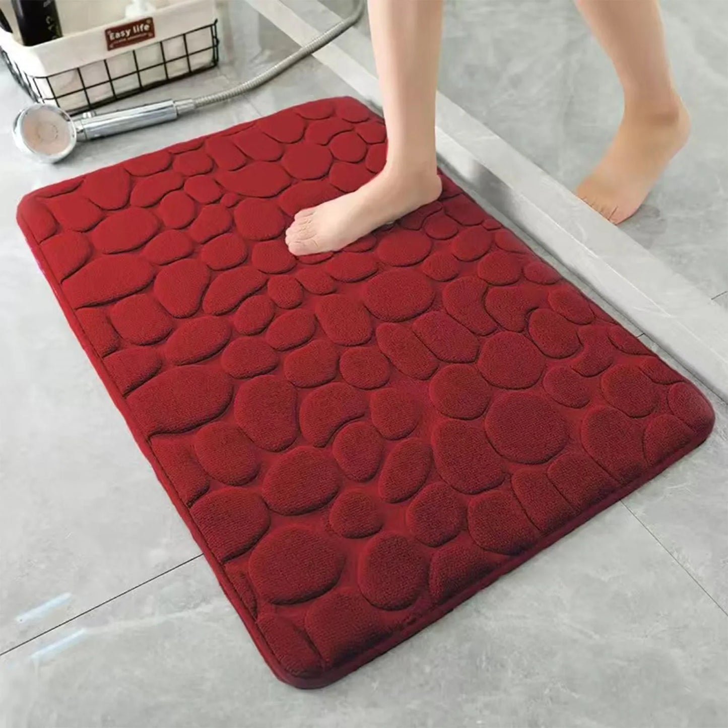 Non Slip Bathroom Mat Bath Mats Absorbent Doormat Carpet Cobblestone Embossed Door Floor Mats Machine Washable Quick Drying
