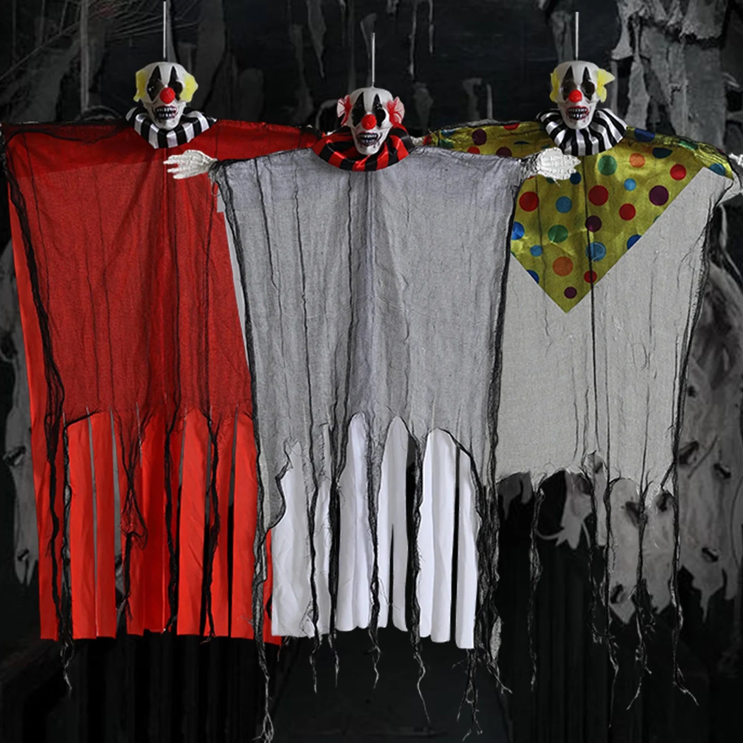 Terrifying Joker Pendant Floating Cloth Hanging Ghost Ornament For Garden Courtyard 2025 Halloween Party Decoration Props