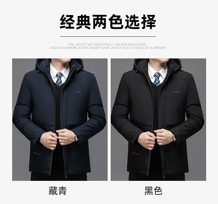 Mens Winter Jacket Windproof Men Thick Warm Gift For Father Husband Parka Windproof Parkas New Fashion Fleece Hooded Winter Coat